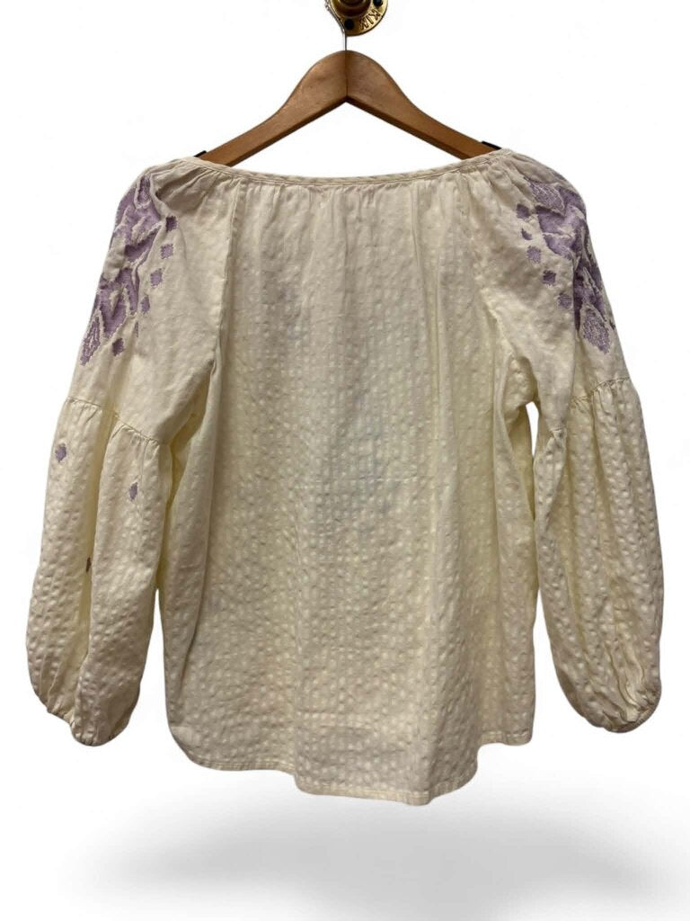 Velvet by Graham & Spencer Klara Embroidered Peasant Blouse- Size Small