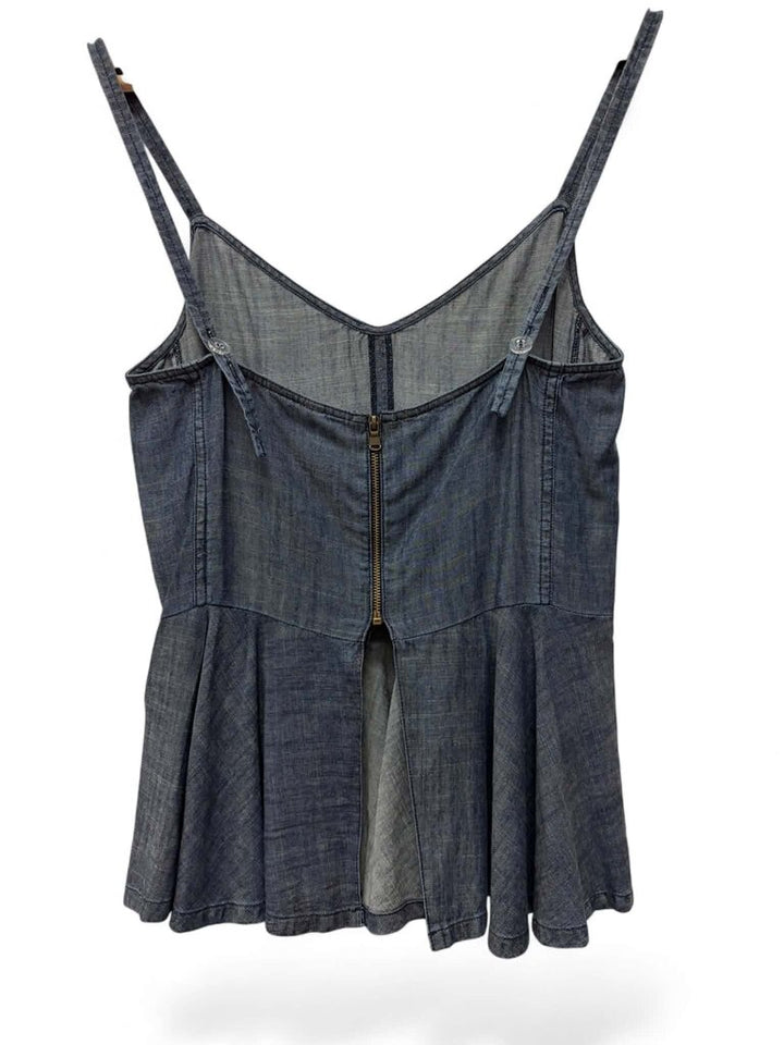 Trina Turk Linen Blend Peplum Tank Top - Size Small