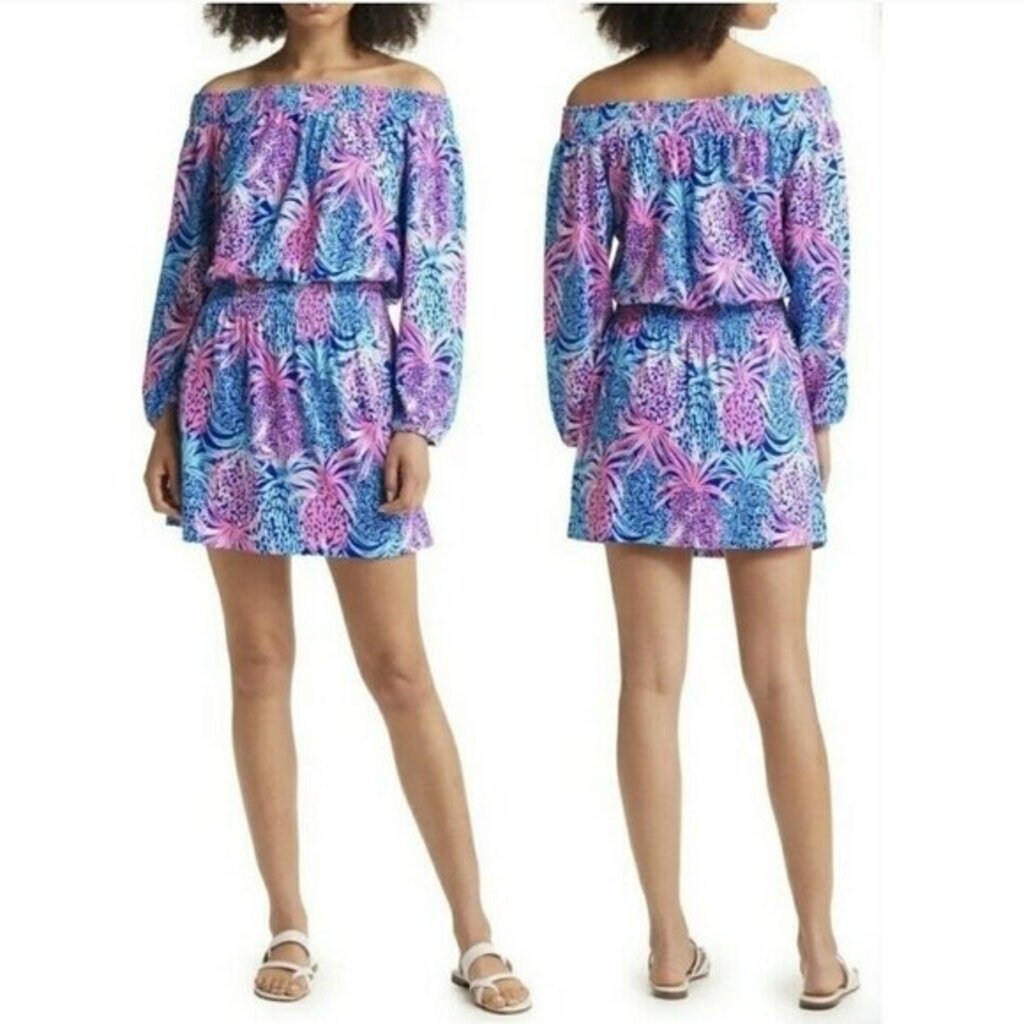 Lilly Pulitzer NWT Cyla Off The Shoulder Romper Dress In Tropic Down Low - Size XS