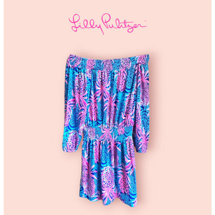 Lilly Pulitzer NWT Cyla Off The Shoulder Romper Dress In Tropic Down Low - Size XS