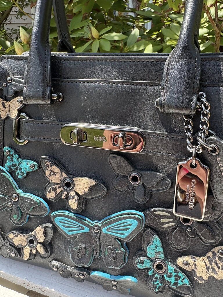 Coach Swagger Crossbody in Butterfly Applique Glovetanned Leather