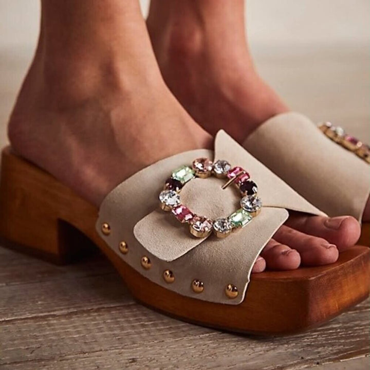 Vicenza Wooden Mule Heels - Size 9 (Retails for $140)