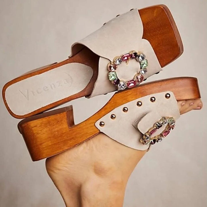 Vicenza Wooden Mule Heels - Size 9 (Retails for $140)