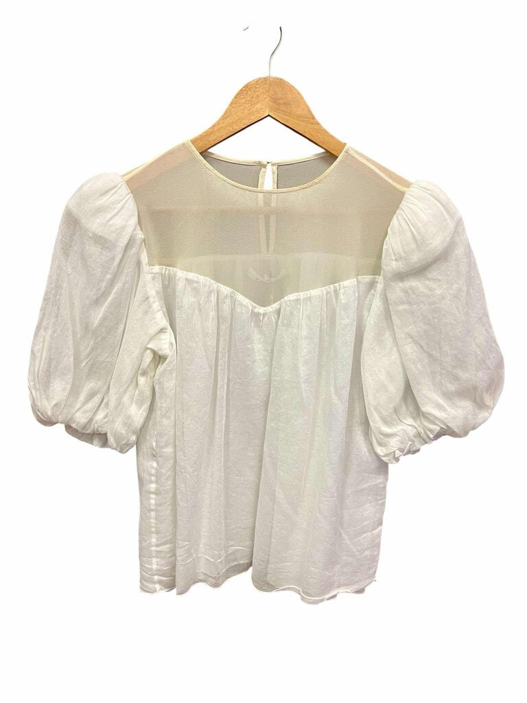 Frame Denim White Puff-Sleeve Top - Size Large