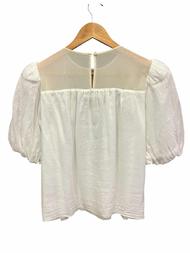 Frame Denim White Puff-Sleeve Top - Size Large