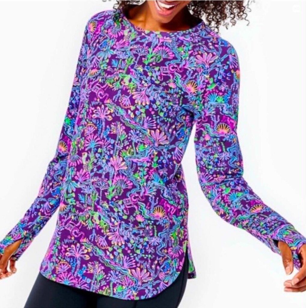 Lilly Pulitzer Luxletic Blythe Purple Berry UPF 50+ Pullover Top - Size Small