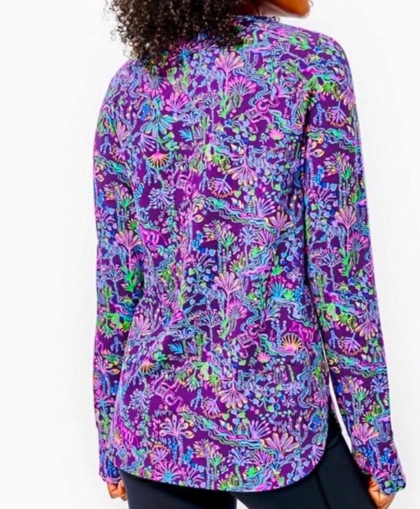 Lilly Pulitzer Luxletic Blythe Purple Berry UPF 50+ Pullover Top - Size Small