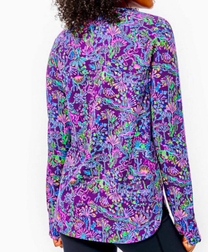 Lilly Pulitzer Luxletic Blythe Purple Berry UPF 50+ Pullover Top - Size Small