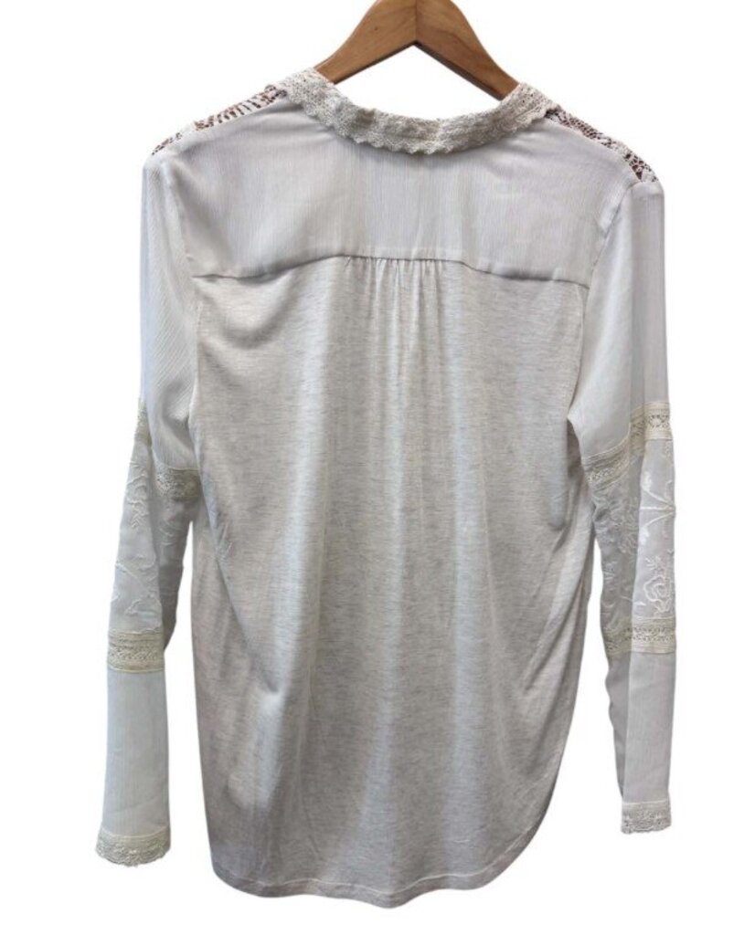 Tiny Long Sleeve Sheer Lace Top - Size Small