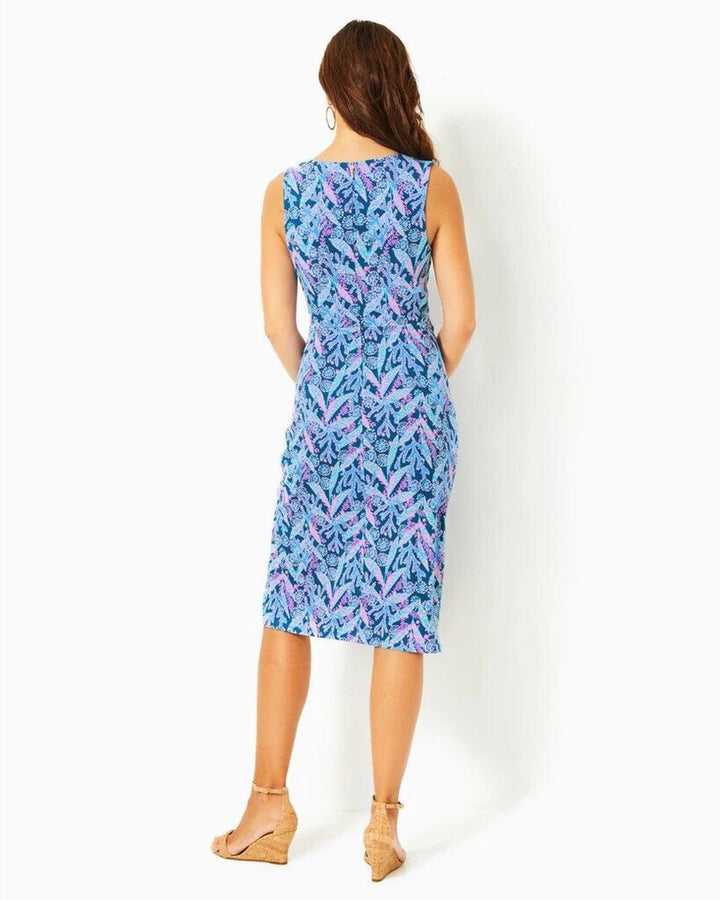 Lilly Pulitzer NWT Odella V-Neck Midi Dress in Barton Blue Star Gazing - Size 8 (Retails for $188)