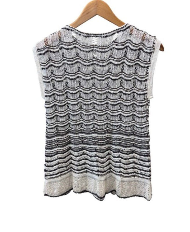 Tandem Open Knit Crochet Sleeveless Sweater - Size Small