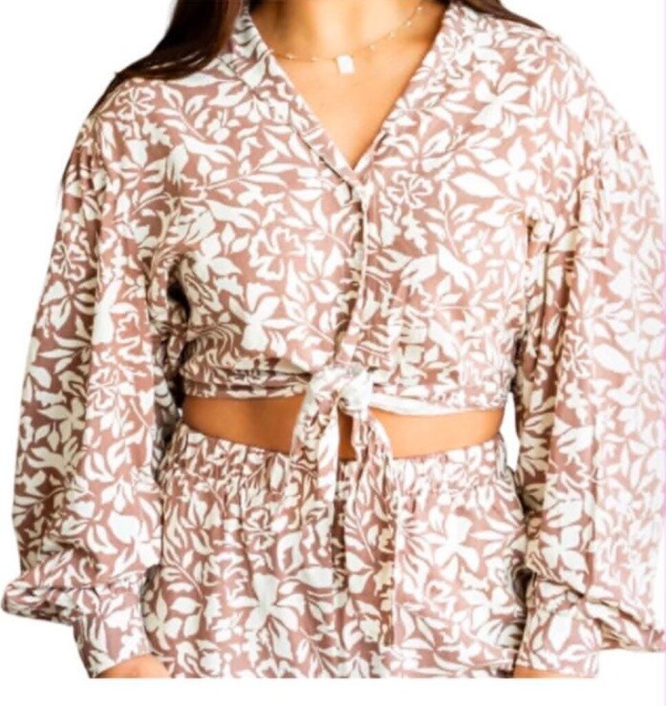Z Supply Tegan Shadow Reef Linen Top - Size Small