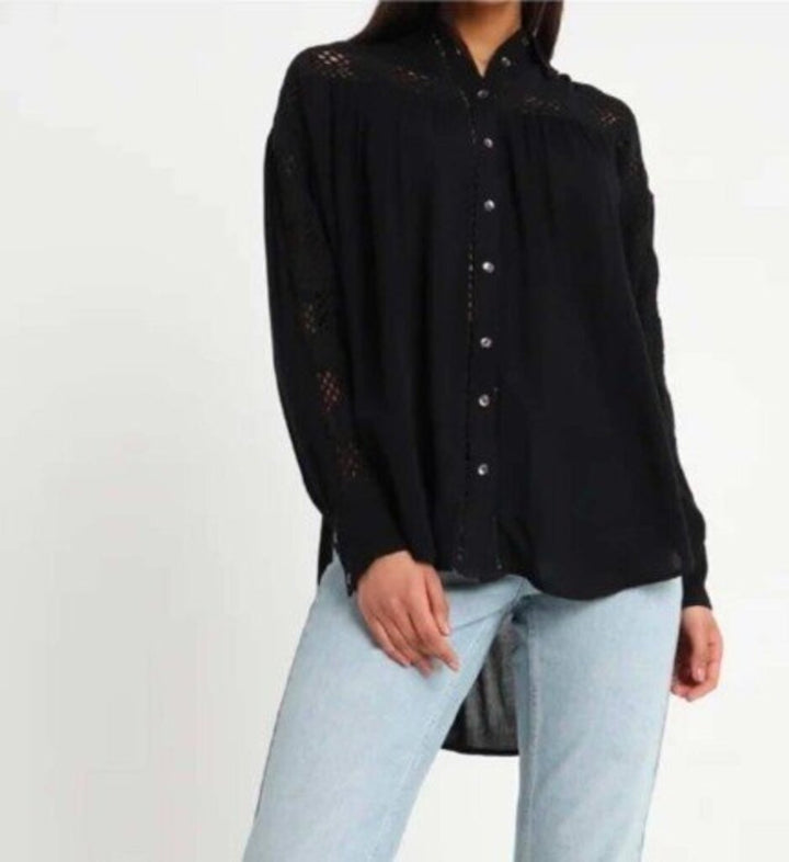 Free People Button Down Crochet Top - Size XS