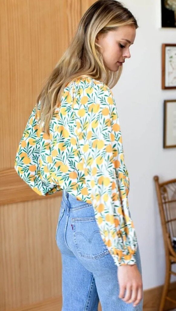 Emerson Fry Frances Groves Citrus Print Blouse - Size Small