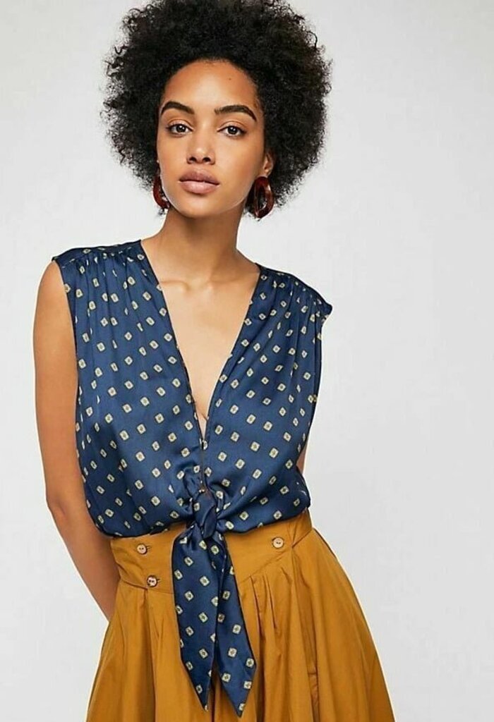 Free People Mornings in Marrakesh Tie-Front Top - Size Medium