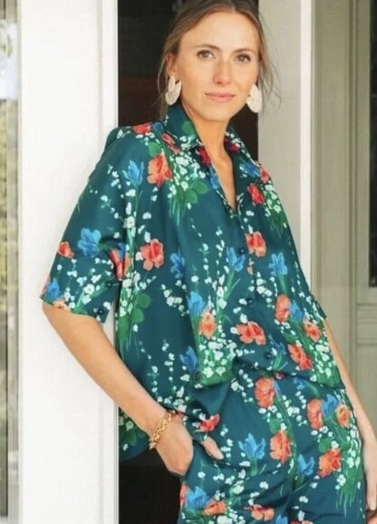 Tuckernuck Jade Blooms Farris Button-Up Top - Size Small