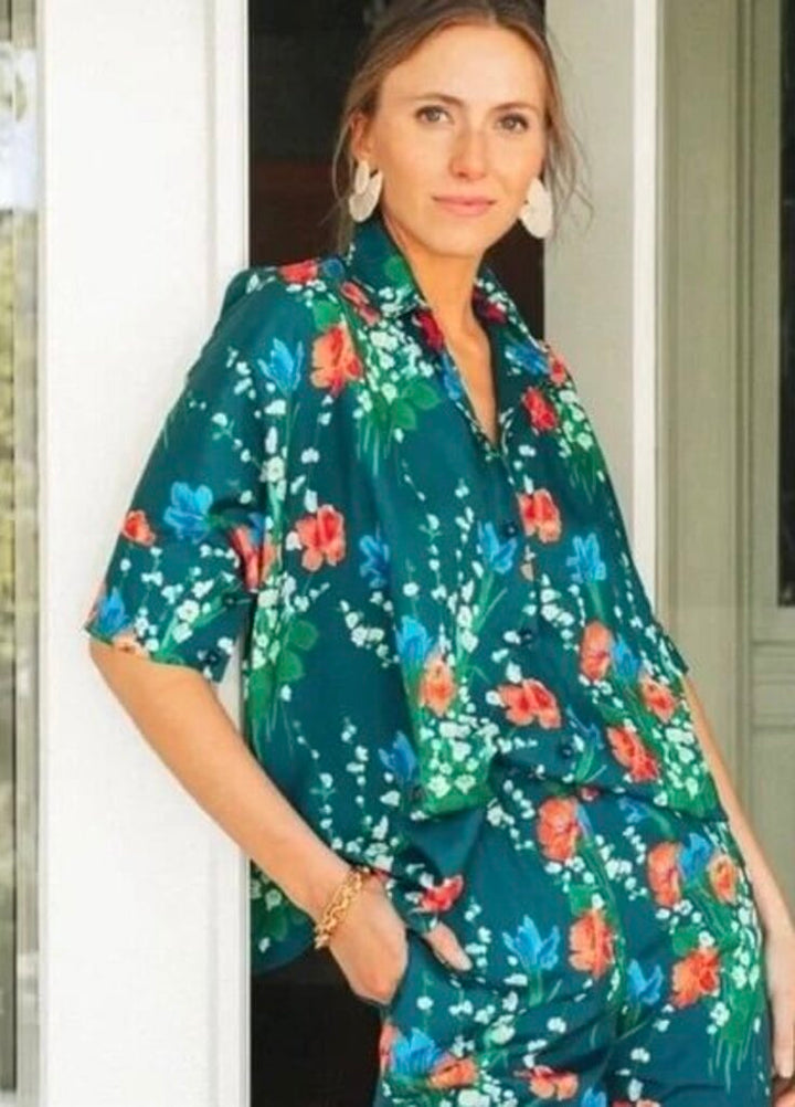 Tuckernuck Jade Blooms Farris Button-Up Top - Size Small