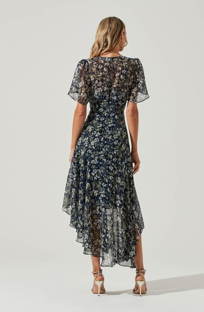 ASTR Flutter Floral Asymmetric Maxi Dress (Retails for $128) - Size Small