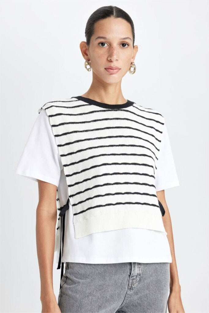 Zara Striped Side Tie Shirt - Size M