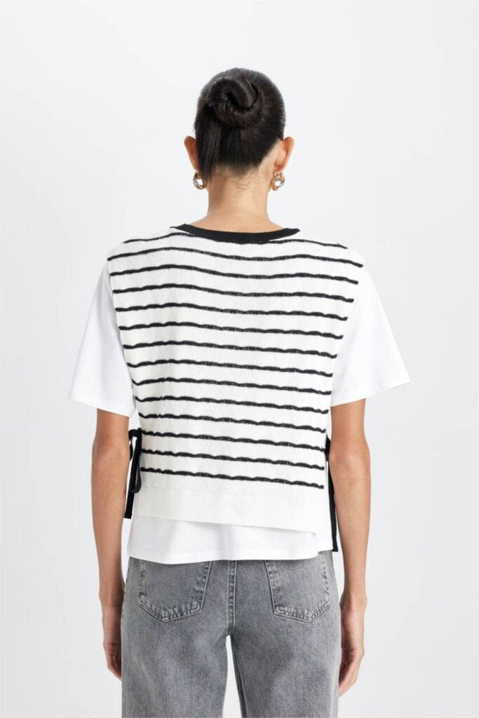 Zara Striped Side Tie Shirt - Size M