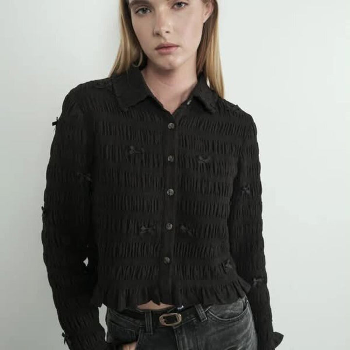 Bohme Bow Blouse In Black - Size L