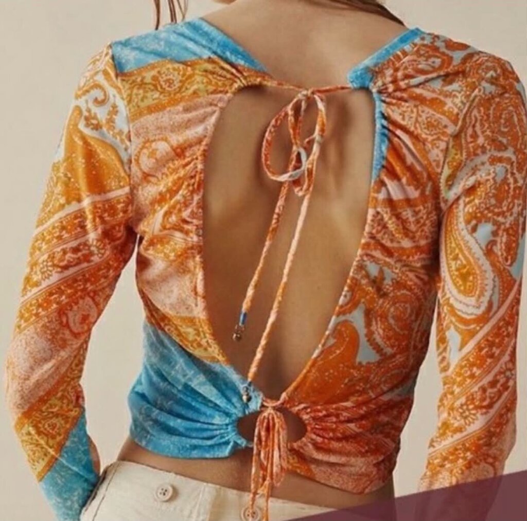 Free People NWT It's My Party Mesh Paisley Festival Crop Top - Size Small (Retails $68)
