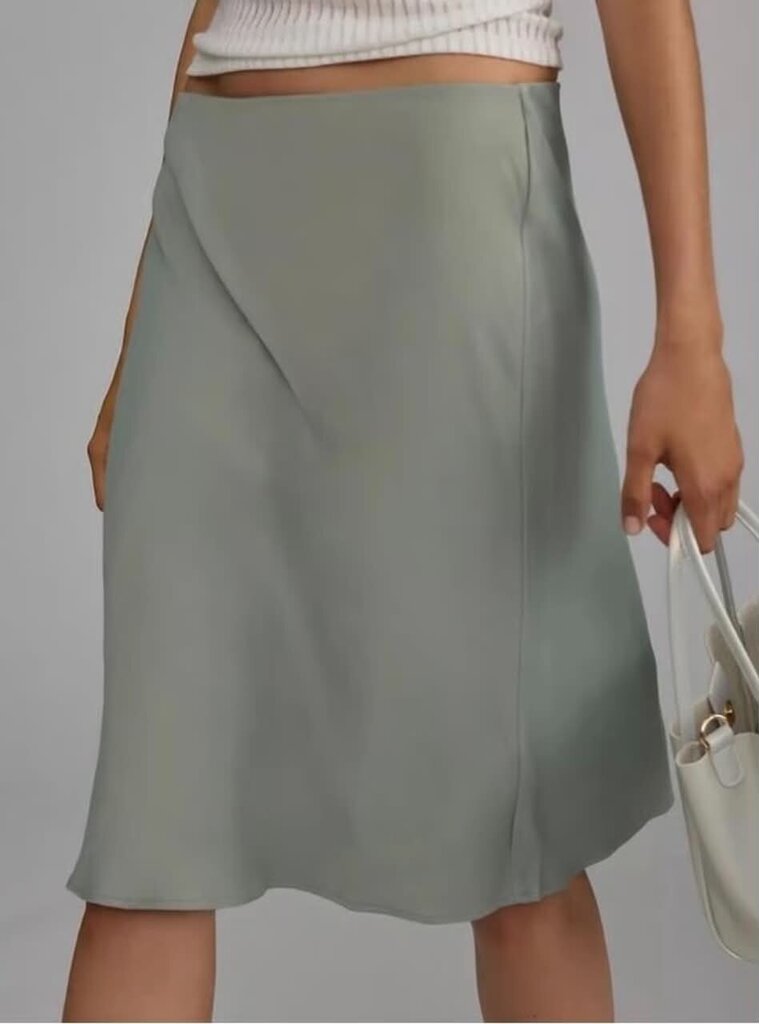 Anthropologie The Tilda Knee-Length Slip Skirt in Moss - Size XL