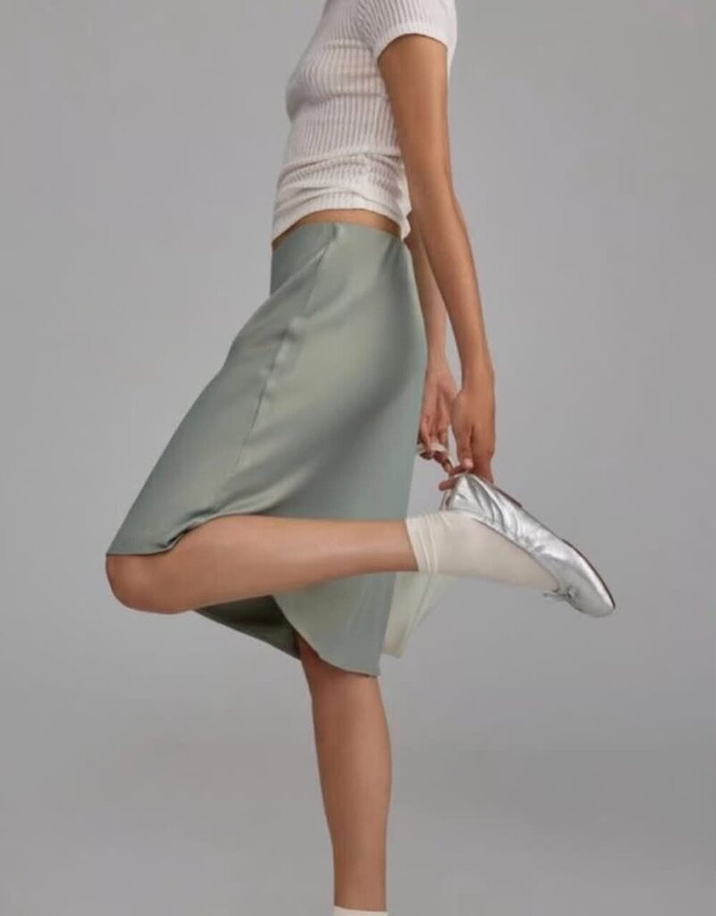 Anthropologie The Tilda Knee-Length Slip Skirt in Moss - Size XL