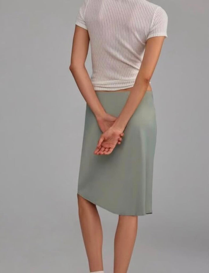 Anthropologie The Tilda Knee-Length Slip Skirt in Moss - Size XL