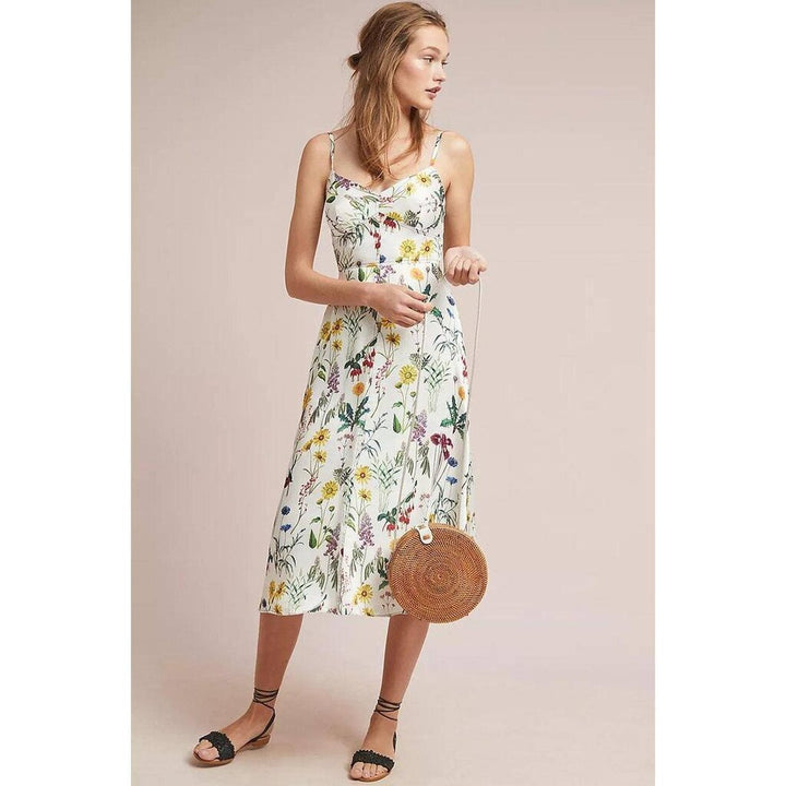 Bailey 44 Puff Pastry Midi Dress in White Chalk - Size 4