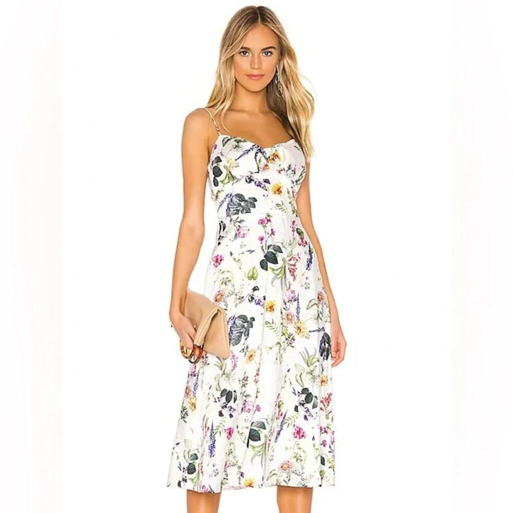 Bailey 44 Puff Pastry Midi Dress in White Chalk - Size 4