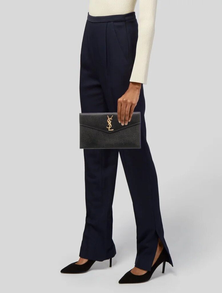 YSL Uptown Pouch in Grain De Poudre Leather