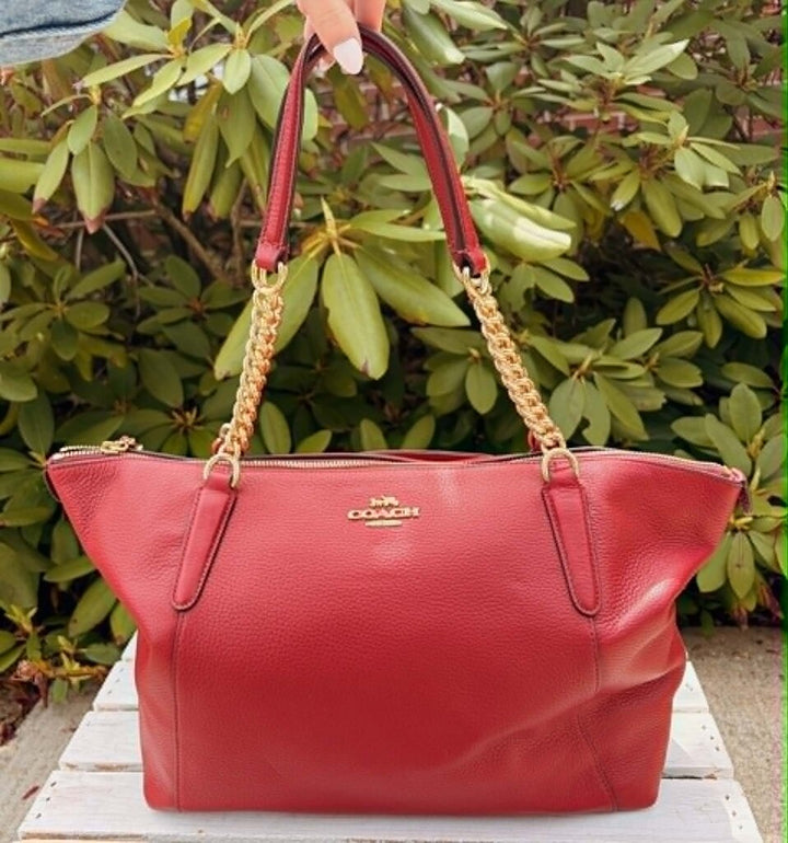Coach Ava Chain Pebble Leather Tote (Retails for $395)