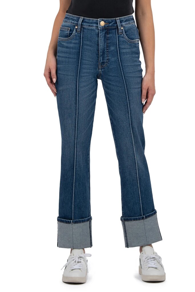 KUT From The Cloth NWT Fab Ab Seamed High Waist Cuffed Straight Leg Jeans - Size 0