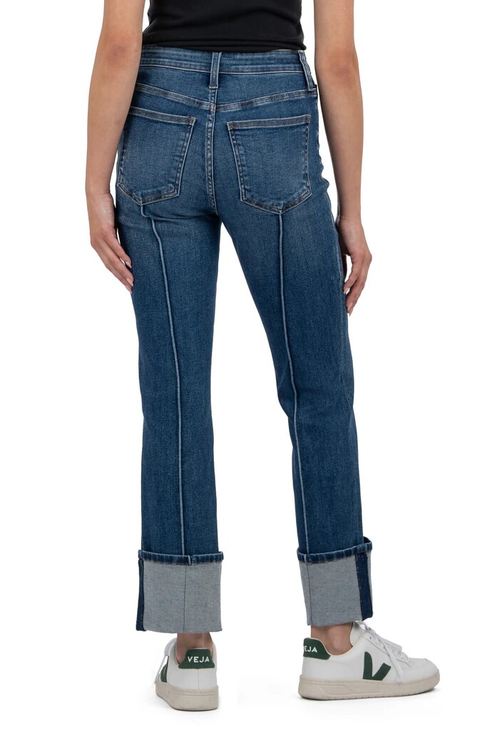KUT From The Cloth NWT Fab Ab Seamed High Waist Cuffed Straight Leg Jeans - Size 0