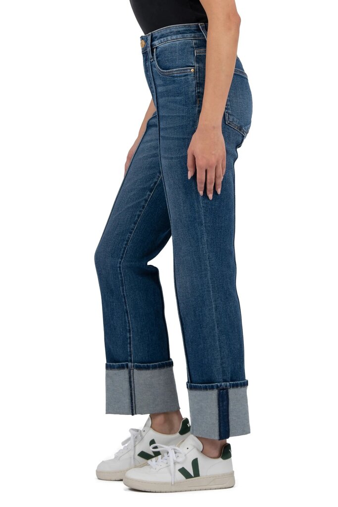 KUT From The Cloth NWT Fab Ab Seamed High Waist Cuffed Straight Leg Jeans - Size 0