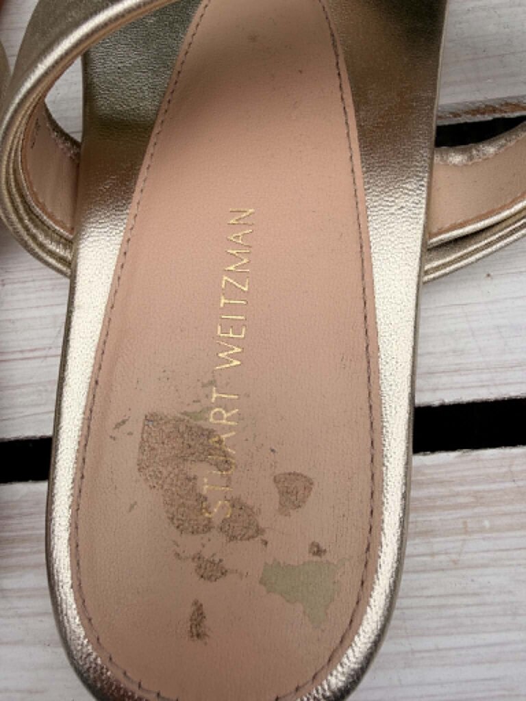 Stuart Weitzman Gold Metallic Thong Knot Tie Sandals - Size 8