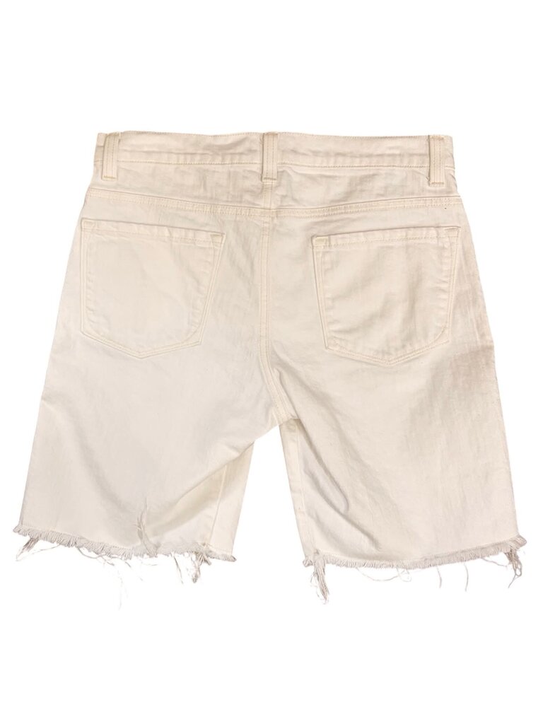Karen Kane White Denim Raw Hem Shorts - Size 12