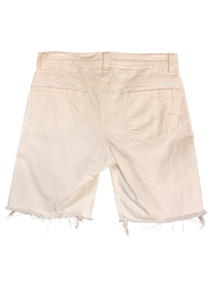 Karen Kane White Denim Raw Hem Shorts - Size 12