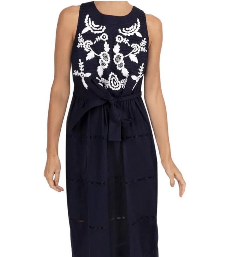 Gretchen Scott Embroidered Tie Waist Dress - Size Large