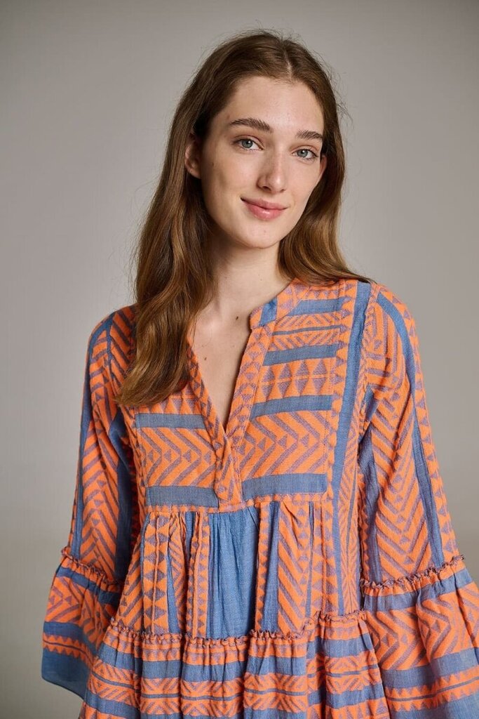 Devotion Twins Dress in Medium Blue and Orange - Size Medium