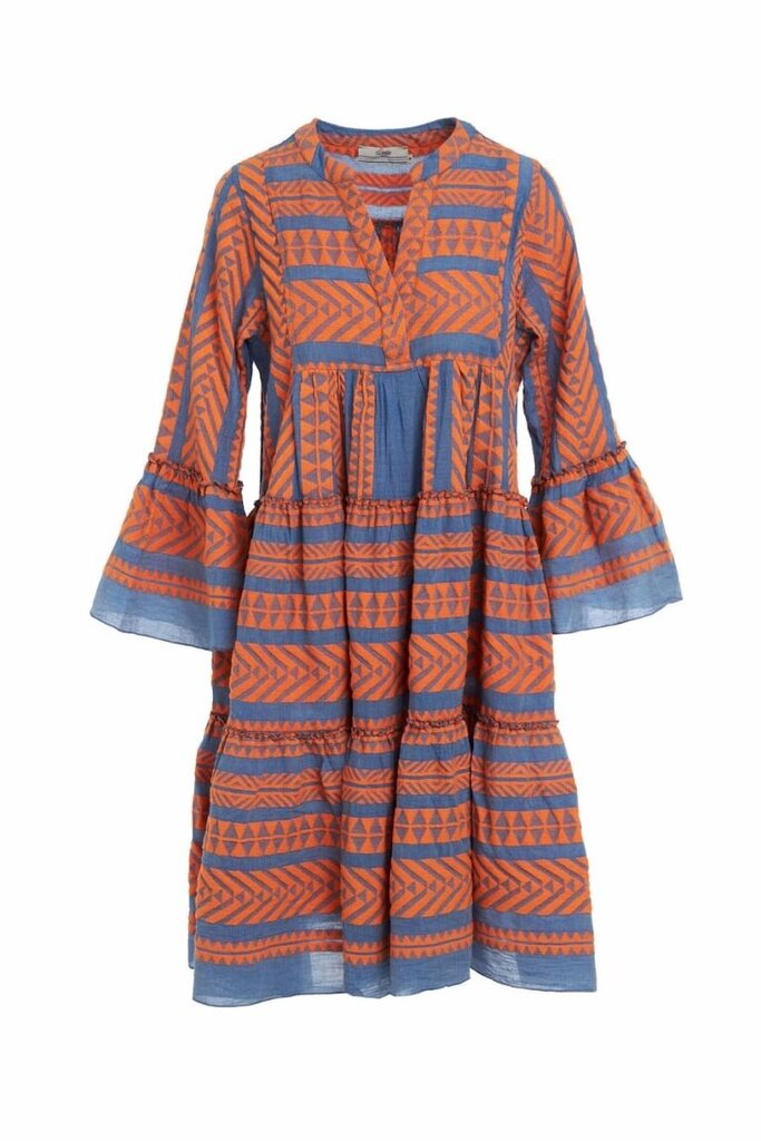 Devotion Twins Dress in Medium Blue and Orange - Size Medium