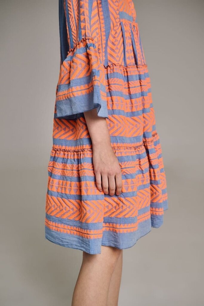 Devotion Twins Dress in Medium Blue and Orange - Size Medium