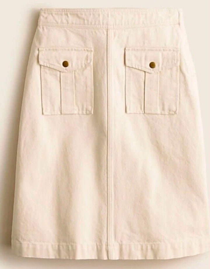 J Crew Flap Pocket Denim Skirt In Ecru - Size 27