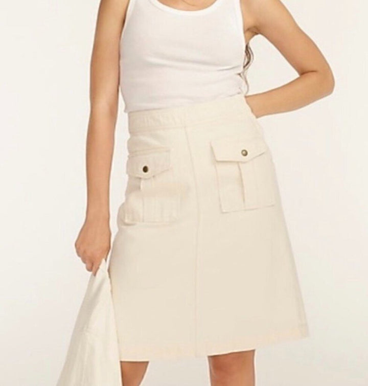 J Crew Flap Pocket Denim Skirt In Ecru - Size 27