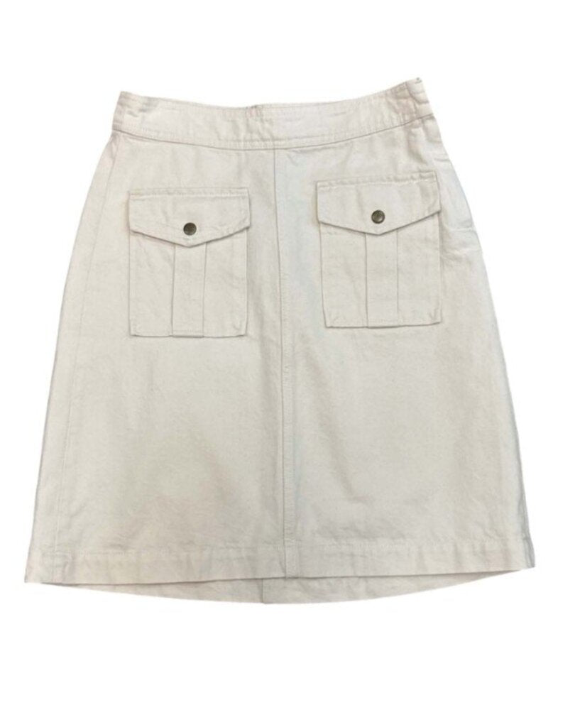 J Crew Flap Pocket Denim Skirt In Ecru - Size 27