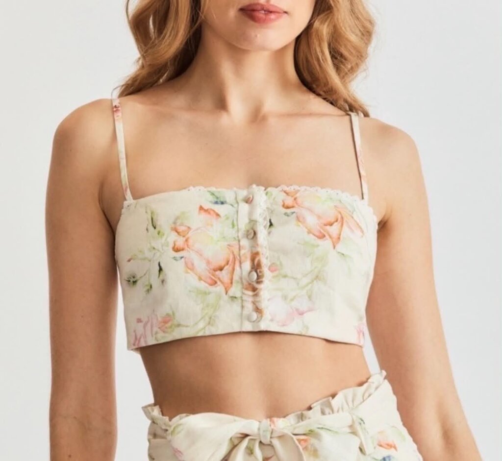 Caroline Constas Floral Crop Top - Size XXS