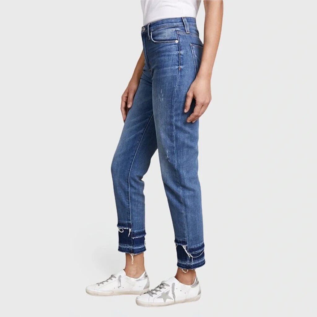 Hudson Zoeey High Rise Frayed Double Step Cropped Straight Jean - Size 27