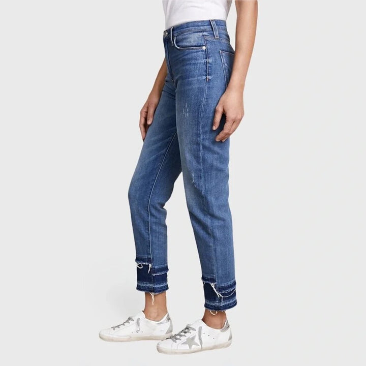 Hudson Zoeey High Rise Frayed Double Step Cropped Straight Jean - Size 27