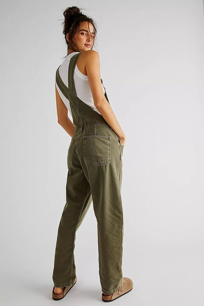 Free People Ziggy Denim Overalls in Army (Retails for $98) - Size Small